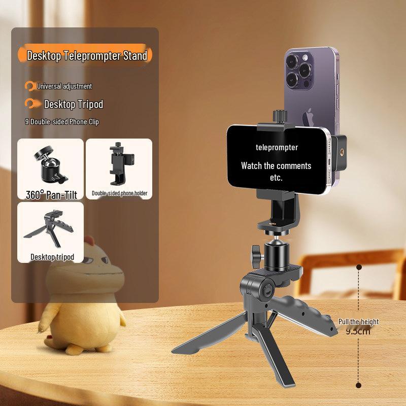 Dual-Sided Teleprompter & Phone Stand: Handheld Video Recorder, Script Reader & Selfie Stick