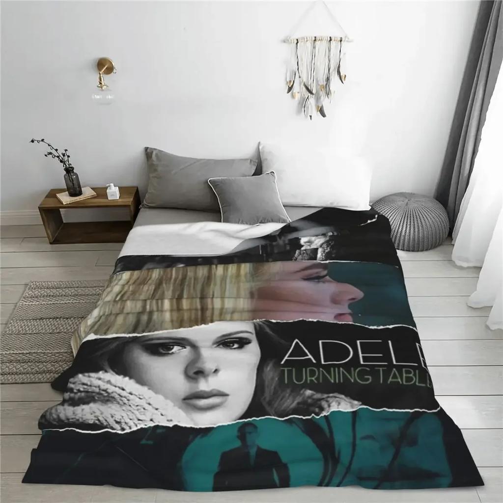 Coperta Merchandising Adele Cantante Flanella Divano Album Musicale Tour Coperta da Lancio Accogliente Morbida per Auto Biancheria da Letto Coperte