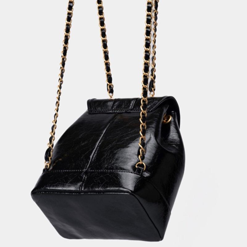 IELGY Корейский нишевый женский мини-рюкзак с цепочкой в ​​стиле ароматов чёрный — фото 3