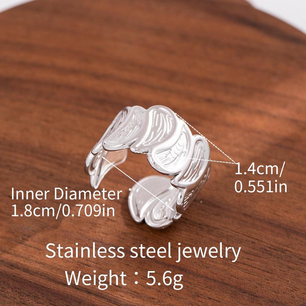 Stainless Steel Adjustable Open Ring - Colorfast Titanium Jewelry