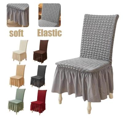 Seersucker Stretch Puff Chair Cover Long Skirt Universal Chair Slipcover Removable Elasticity Backrest Chair Case Home Use