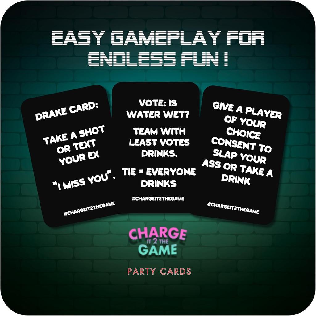 Charge It 2 Drinking Cards 90-Card Adult Party Game for Bachelorette Parties