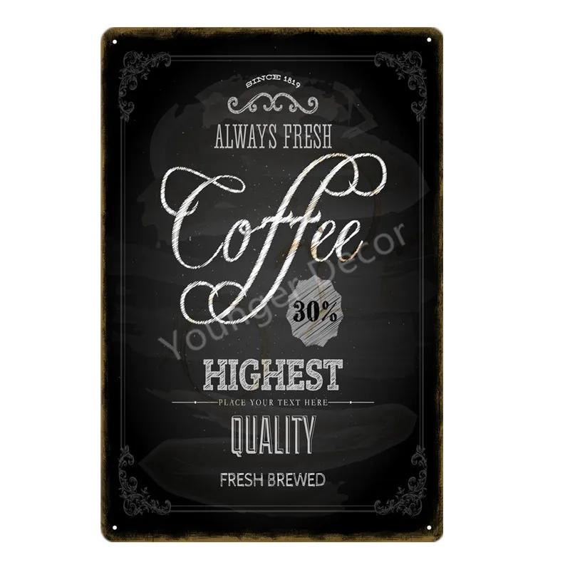 Coffee Menu Plaque Home Bar Cafe Vintage Wall Decor Art Metal Tin Signs Pub Tavern Retro Decorative Plates Metal Poster YJ177