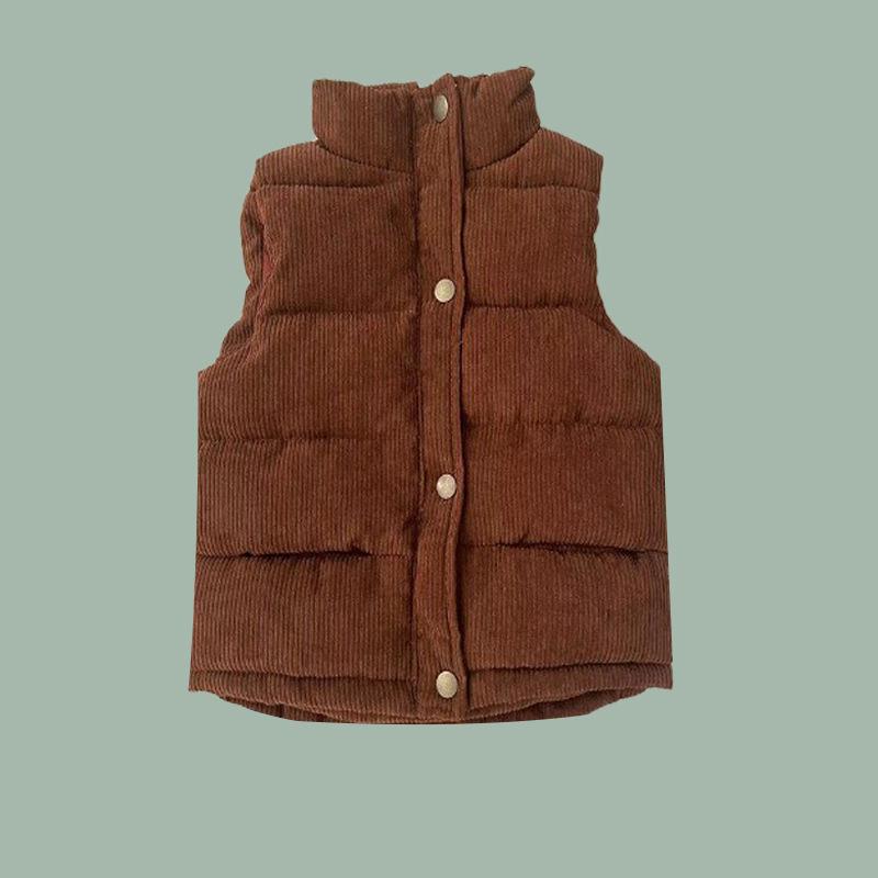 Kinder verdickte Cord-Daunenweste - Warme ärmellose Jacke für Jungen & Mädchen