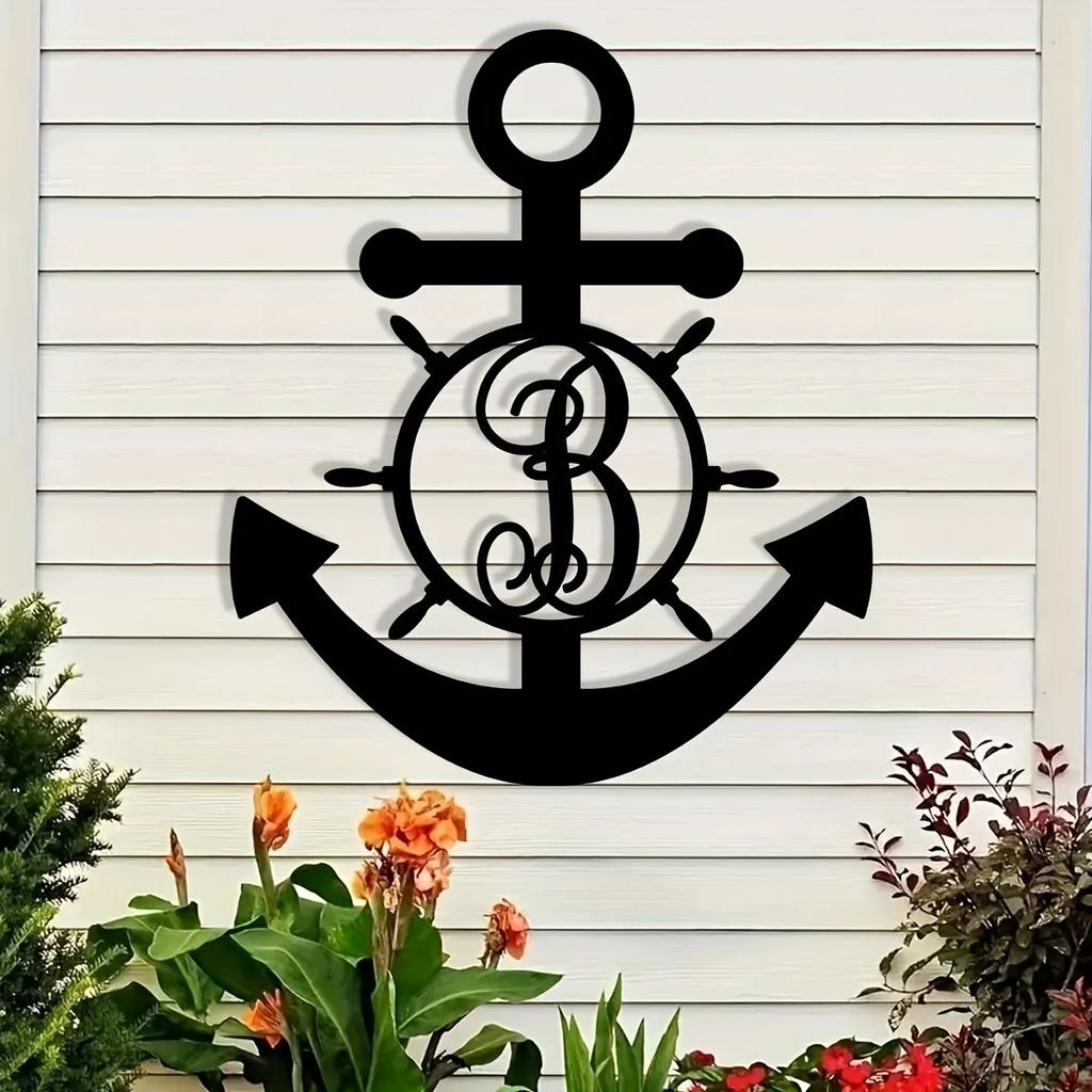 Custom Letter Anchor Metal Wall Art - Ευέλικτο, χωρίς ενέργεια, κομψή διακόσμηση για σπίτι και δώρα, τέλειο εσωτερικό και εξωτερικό