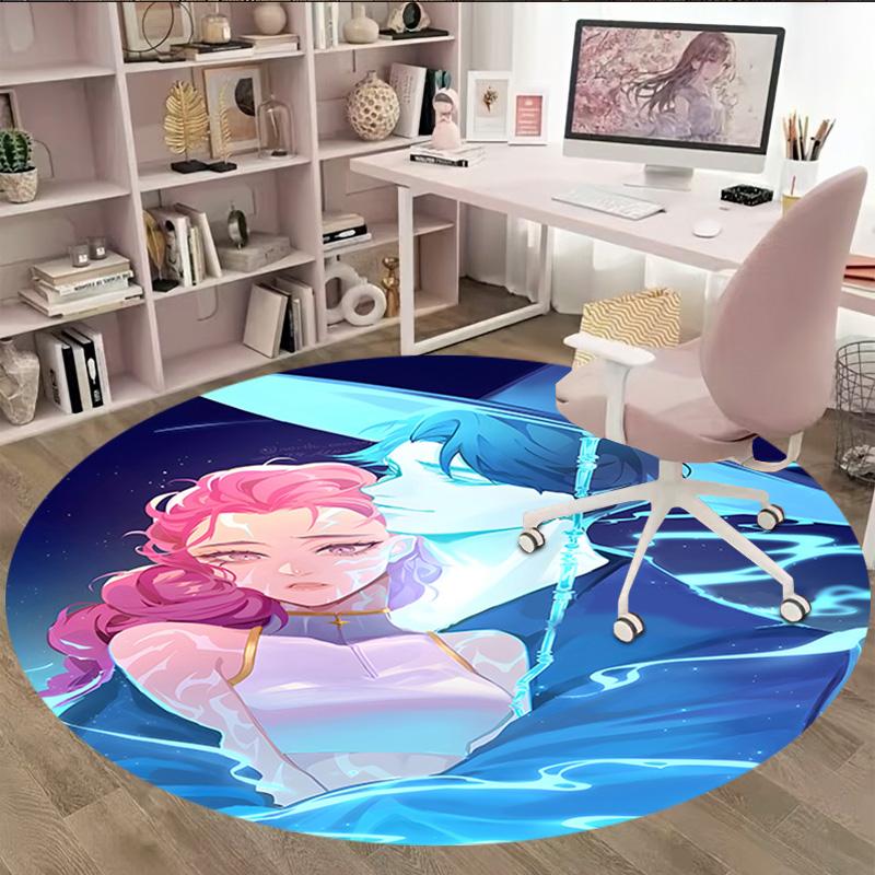 1pc KPop Demon Hunters RUMI8 Print Round Carpet Chair Round Carpet Suitable for Bedroom Living Room Home Decorative Carpet