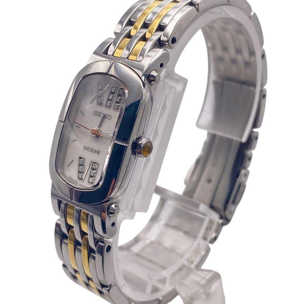 [USED] SEIKO 15P Diamond Silver and Gold Women's Watch 1076