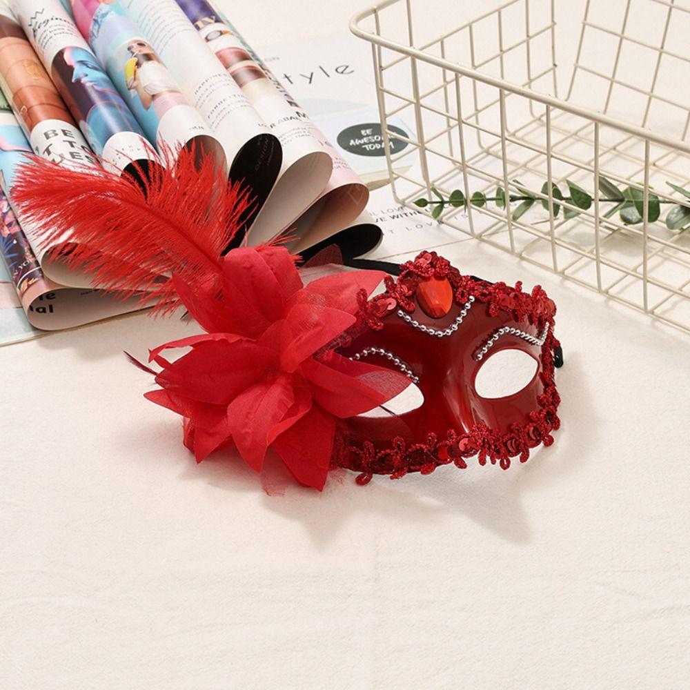 Flower Half-Face Mask Multicolor Masquerade Ball Mask Novelty Feather Mask  Costume Party