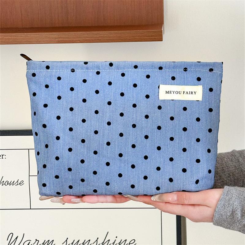 New Style Personalized Polka Dot Makeup Bag, Sweet and Portable Travel Skincare Storage Bag, Simple Toiletry Bag, Inner Pocket Bag