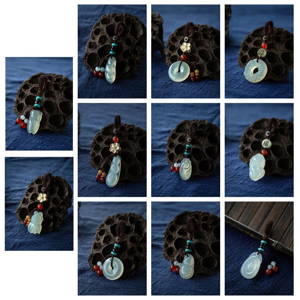 Bag Hanging Lucky Stone Pendant Beads Car Keyring Creative Phone Chain Lanyard  Key Decoration