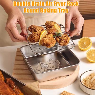 Air Fryer Rack Stainless Steel Grilling Rack Anti-Rust Reusable Baking Trays for Airfryer Oven Home Kitchen Gadgets