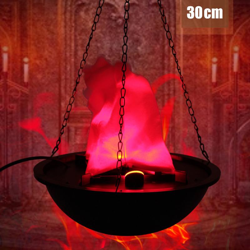 Fake Flame Halloween Electronic Brazier Lamp Hanging Light 3D Flickering Fake Fire Simulation Flame Party Stage Decor Lighting
