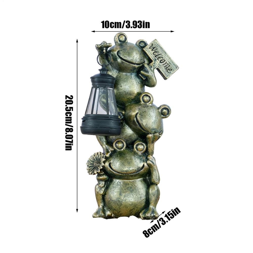 Solar Garden Light Frog Statue Decorative Frog Path Lamps with Lantern Solar Lantern Lights Outdoor Garden for Patio Lawn