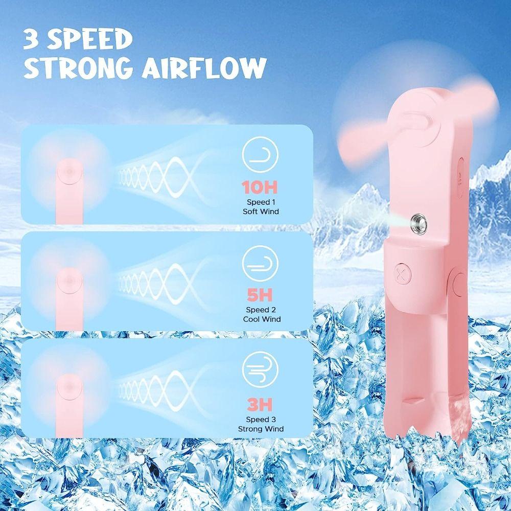 

White/Pink Portable Fan Rechargeable Battery Handheld Mini Fan Small Handheld Spray Fan Travelling