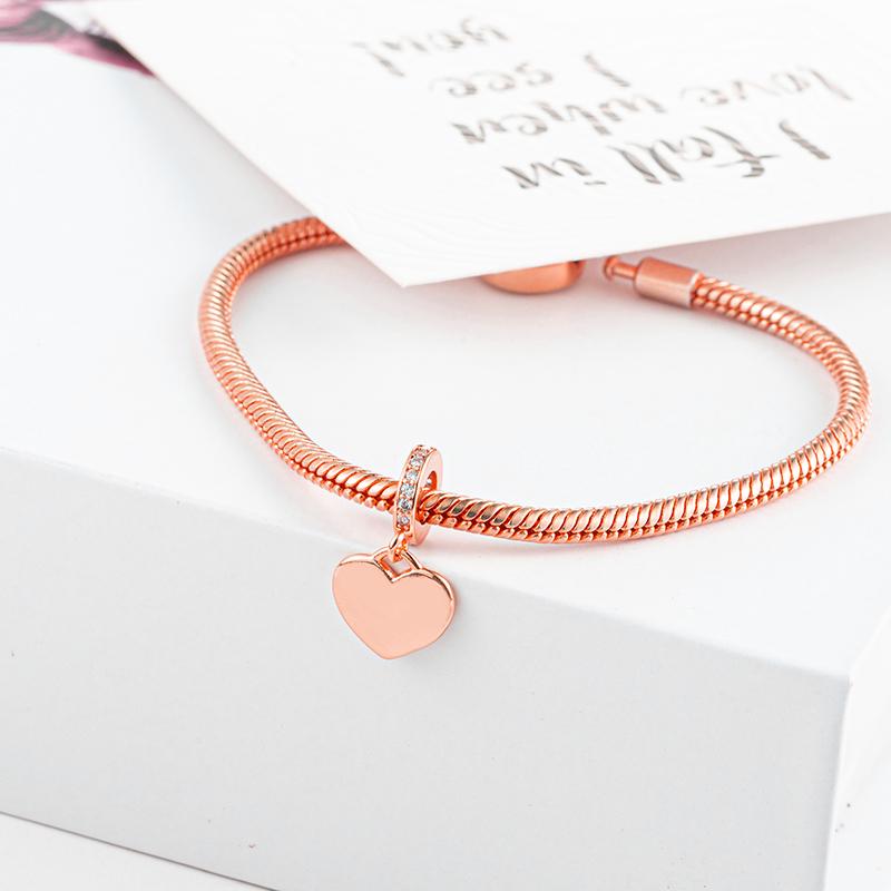 Rose gold plated Exquisite Bead Sparkling Pink Hot Air Balloon Dangle Charm for Women fit European Original Bracelet DIY Jewelry