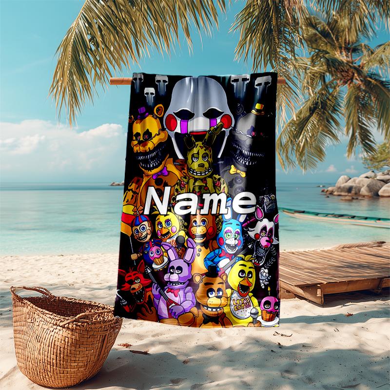 Personalized Customized Proof Beach Towel with Five Nights At Freddy's Pattern - Soft, Absorbent, Quick-drying, Perfect Swimming, Camping&bathing