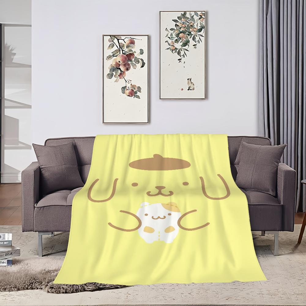 P-PomPom Purin Niedliche Cartoon-Decke für Weiche Überwurfdecke für Picknick Bett Sofa Zuhause Schlafzimmer Gemütlich Warm Bequem