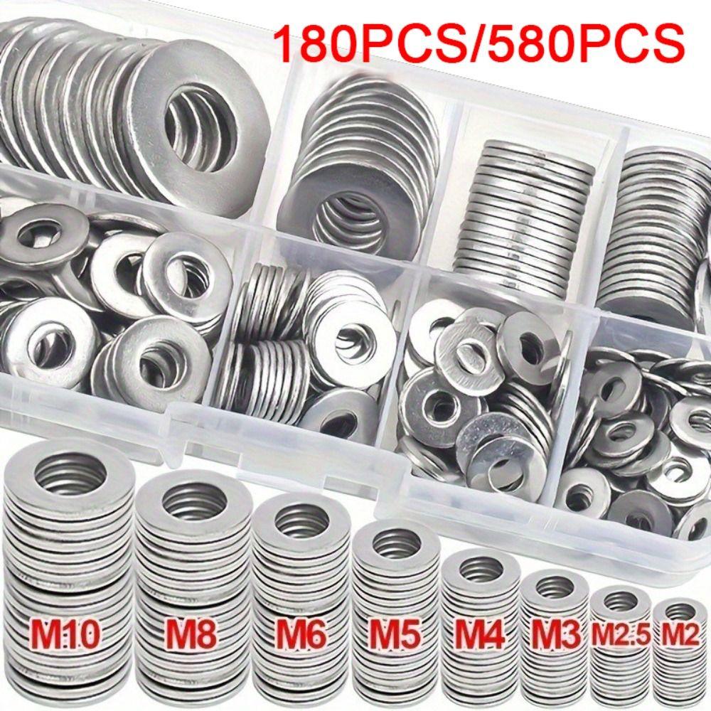 Stainless Steel Washer Assortment Kit M2 M2.5 M3 M4 M5 M6 M8 M10 Plain Washer Flat Gasket Rings Gasket Rings Kitchens