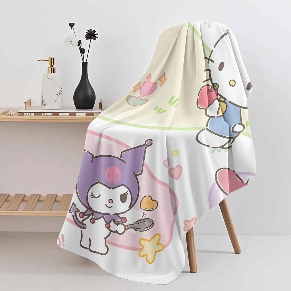 Sanrio Friends Beach Towel Single Sided 2D Print Cute Soft Beach Towel Beach Pool Bathroom Towel Cheerful Gift for Kawaii Lovers