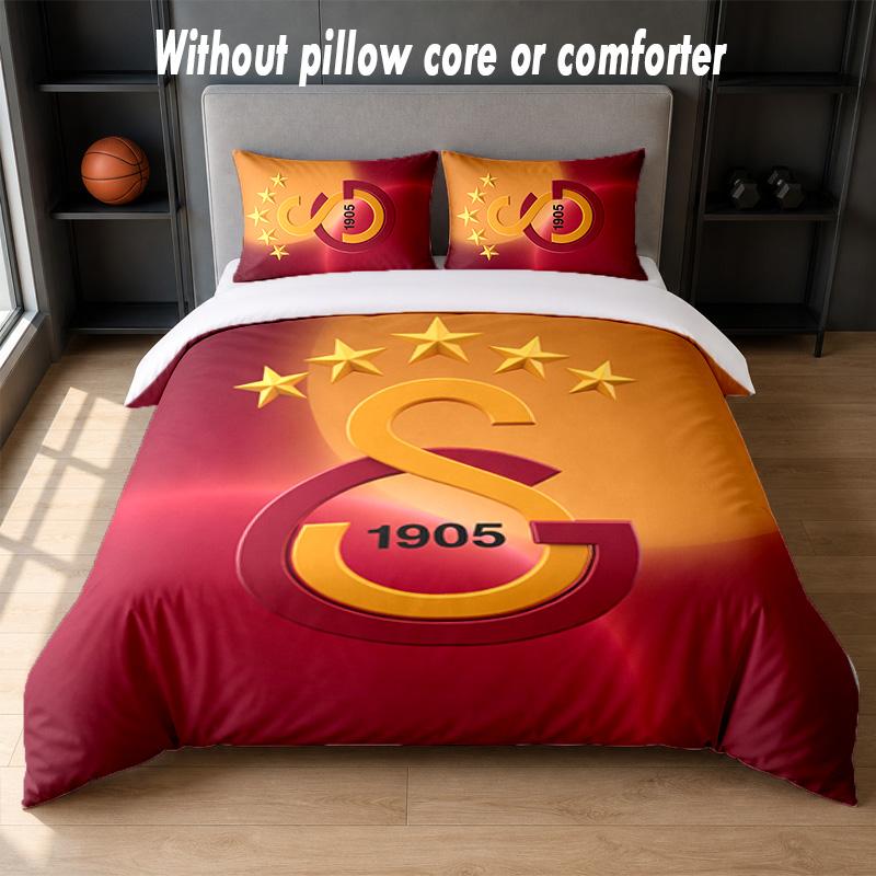 Set Biancheria da Letto Design Galatasaray FC 1 Copripiumino + 2 Federe Morbido Traspirante Biancheria da Letto per la Casa