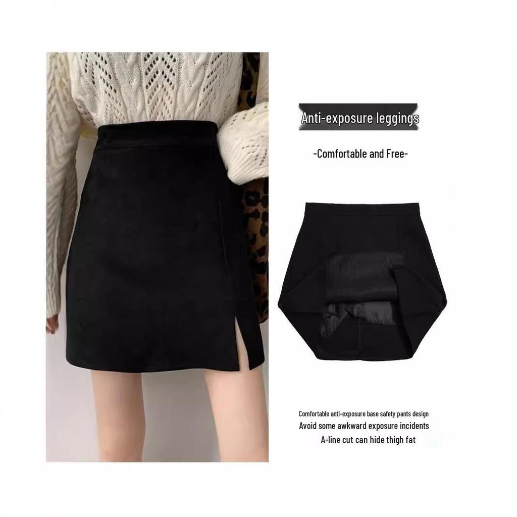 Women's 2024 High Waist Black Slit Midi Skirt - Versatile A-line Bodycon for Autumn & Summer