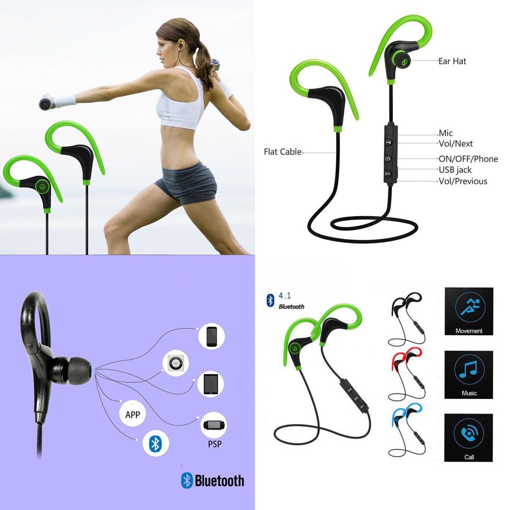 Universal Bluetooth 41 Wireless Stereo Earphone Earbuds With Ergonomic Ear Hook And Noise Cancellation For Sports And Travel
