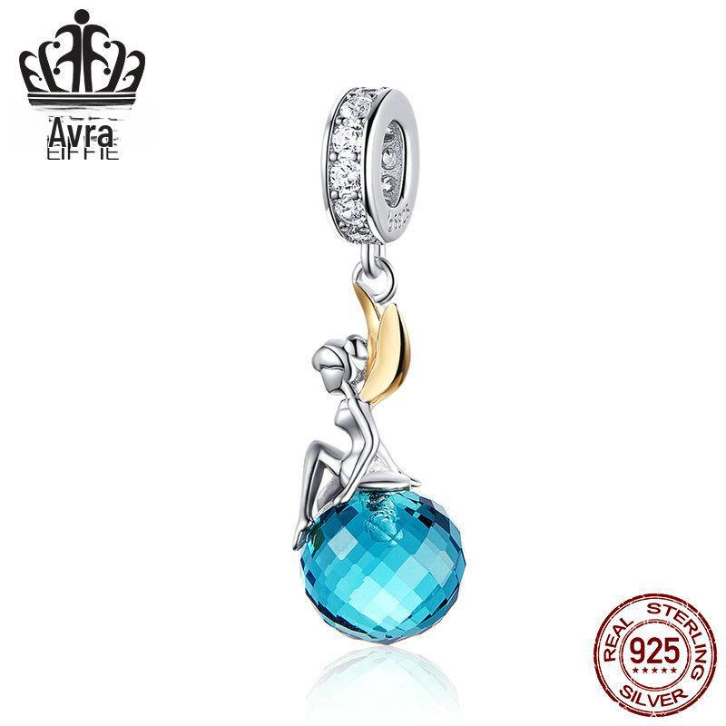 

Avle S925 Sterling Silver Elf Planet Pendant Bracelet with Blue Zircon.