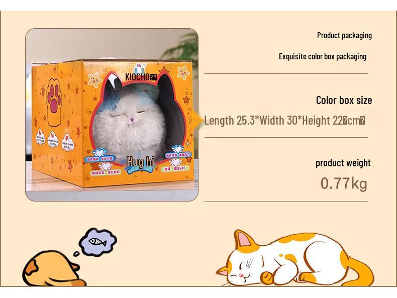 Quchao Hug Meow Simulated Cat Plush Toy with Talking, Blinking, and Tail Wagging Features for Kids