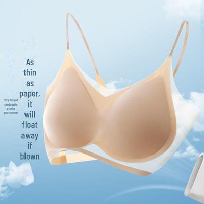Ultradünner nahtloser Eisseiden-BH für Damen: Große Größe, kein Stahlring, gerafft, schönes Rückendesign.