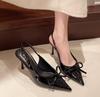 Sandales à Talons Hauts Slingbacks à Nœud Pour Femme Sexy Bout Pointu Cuir Verni Chaussures à Talons Hauts 2026 Été Chaussure à Talons Élégante Pour Femme