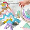 44PCS Montessori Wooden Colorful Stacking Balance Sensory Game Stones Rainbow DIY Building Blocks Birthday Christmas Party Gift