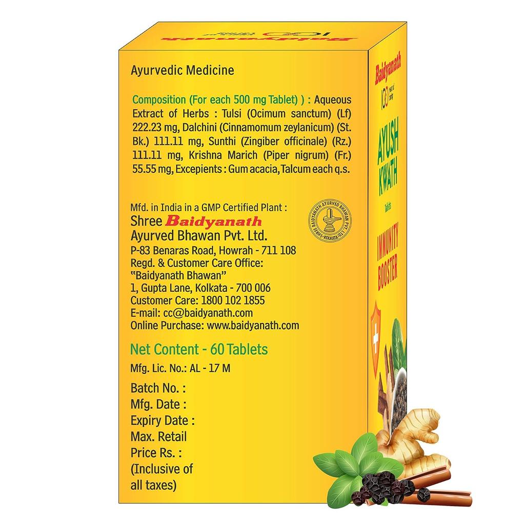 Baidyanath Ayush Kwath Tablets 60 Nos Pack | Immunity Support & Digestive Wellness Herbal Formula