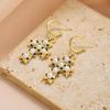 European and American new alloy cross pattern pearl stud earrings light luxury high-end design women's earrings jewelry