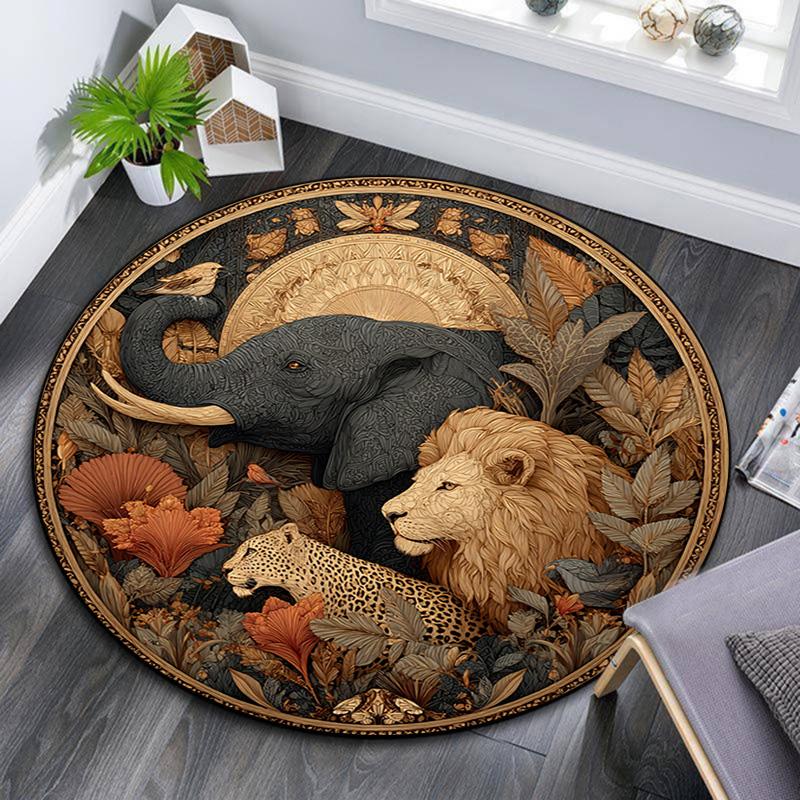 

Jungle Round Area Rug,Carpet Rug for Living Room Bedroom Sofa Playroom Decor,Non-slip Floor Mat 80cmx80cm