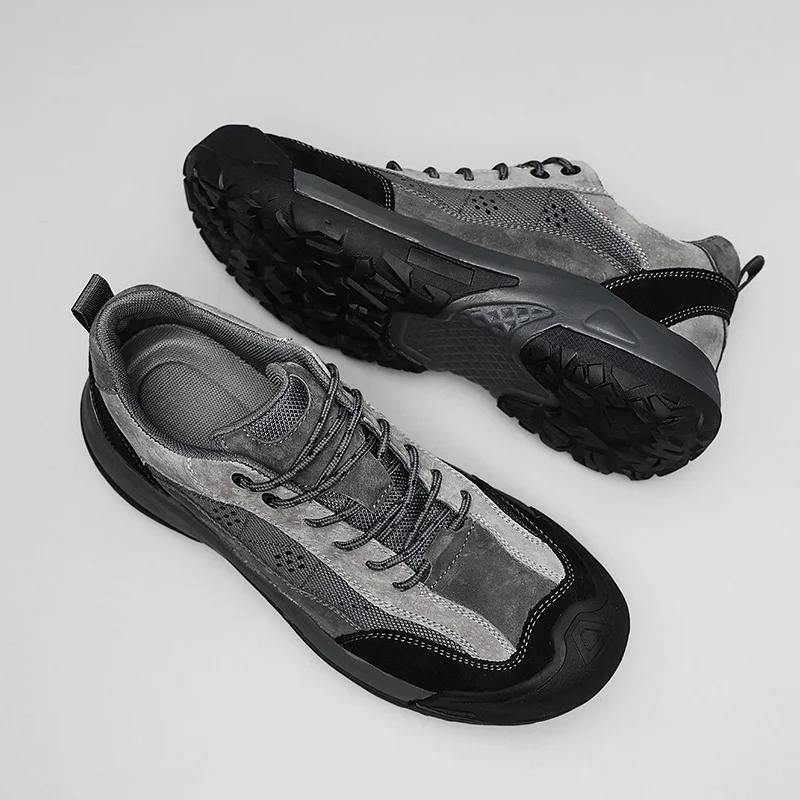 Fashion 2025 Men's Casual Shoes Spring Summer Outdoor Hiking Sneakers Retro Splicing Leather Mesh Climbing Footwear Male