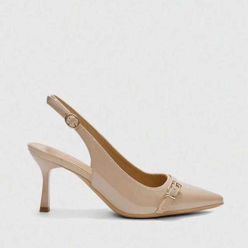 Classic Ankle Strap Sandals Woman Slides Casual Thin High Heels Shoes Women Solid Slip on Pointed Toe Summer Sandals Plus Size