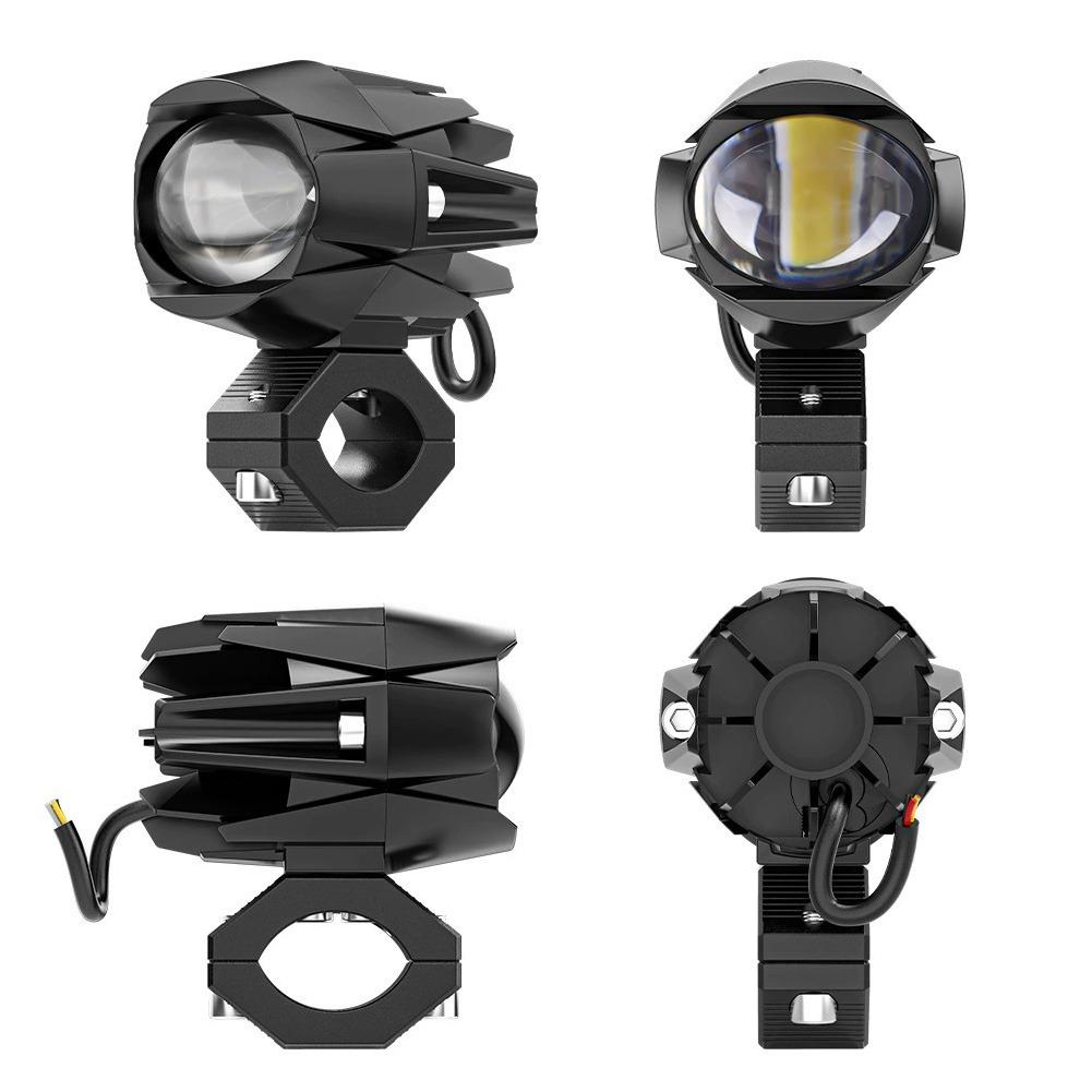 2Pcs LED Motorcycle Spot Light Waterproof Auxiliary Motorcycle Headlight with Mount Brackets Universal Fit for Motorcycles