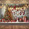 Merry Christmas Background Supplies Winter Snowman Santa Claus Backdrop Xmas Tree Party Decoration Christmas Photography Props