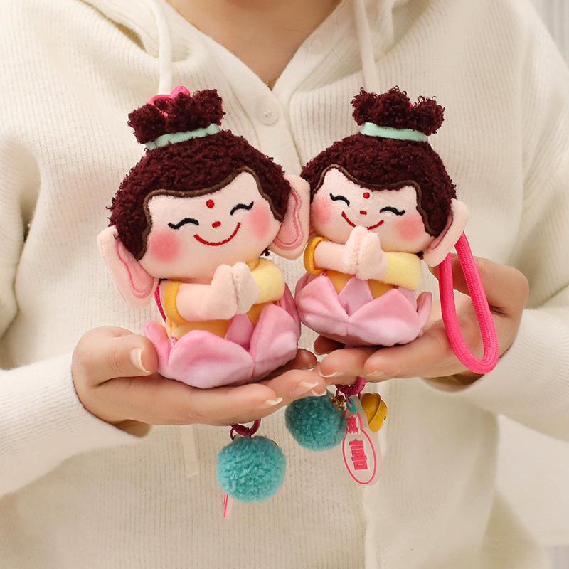 Cultural and Creative Series Lotus Little Buddha Doll Pendant Cartoon Cute Buddha Companion Good Luck Plush Toy Bag Hanging Decoration