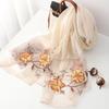 Fashion Silk Wool Scarf Women Hijab Pashmina Shawls Wrap Luxury Bandana Blanket Floral Pashmina Embroidery Scarves Foulard