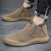 Platta Läderskor för Män Khaki Man Casual Sko Klassisk Original Slip-on Vuxna Social 2025 Trend Mode Frakt Gratis Pu Rea