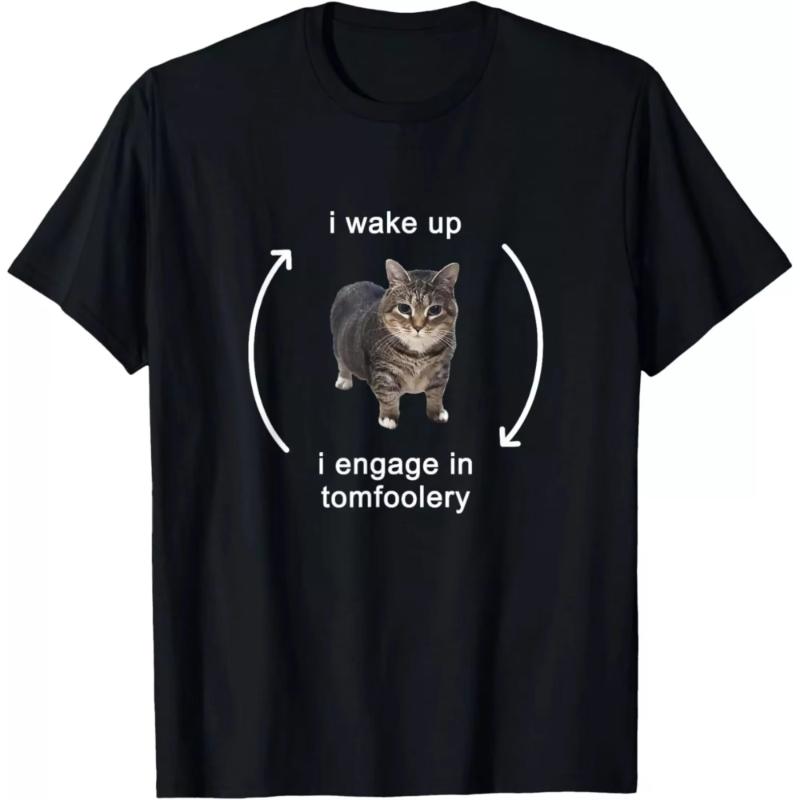 Summer Tshirt There Is MoveUnisext At Your Doorstep Fun Cat Unisexs Pure Cotton Tshirt Fan Gift Retro Street Style Daily Casual