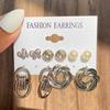 New ins bow fishtail pearl moon stud earrings with diamonds fashion temperament geometric earrings set