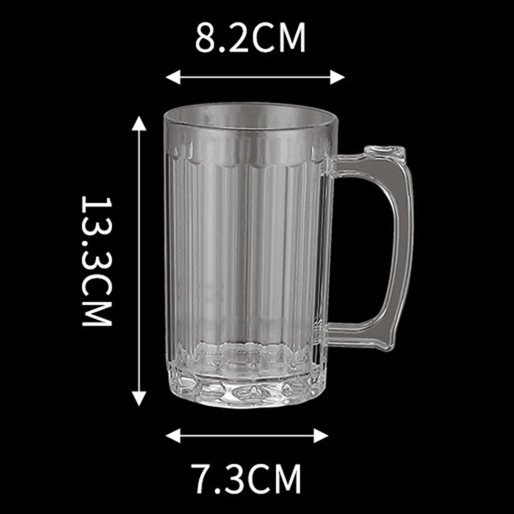 Transparent Acrylic Beer Mug Shatterproof Unbreakable Beverage Cup Reusable Drinkware Barware for Restaurant Party Home
