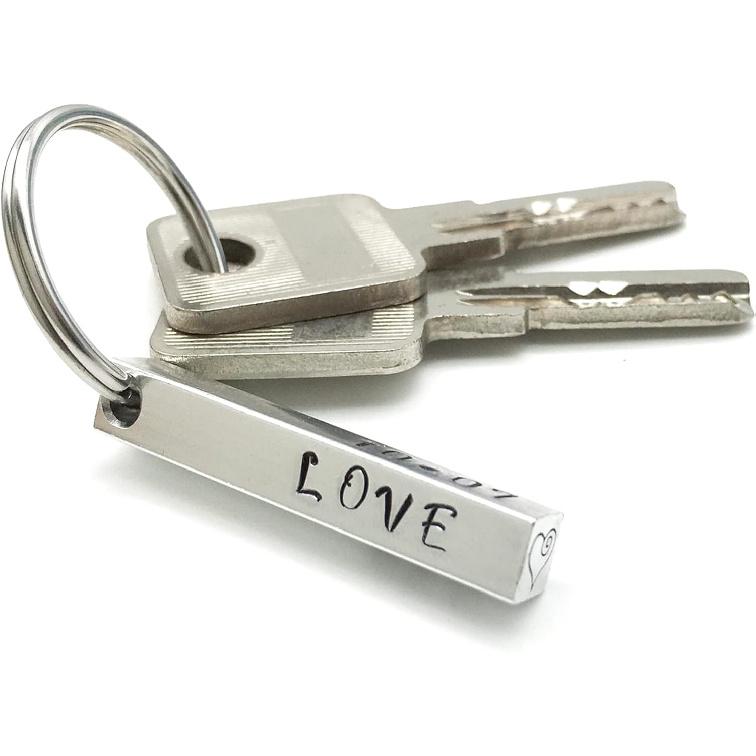 ABBECIAO 12PCS Aluminum 3D Rectangle Stamping Blanks - 1 1/2" x 1/4" Solid Bar Pendants for Necklace Keychain Making