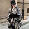2025 Autumn New Chinese Fringed Ink Painting Shawl Women's Versatile Fashion Thickened Warm Cloak Scarf