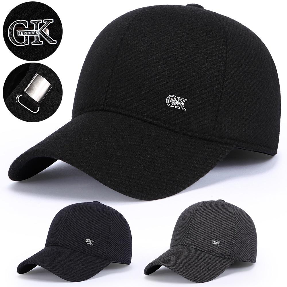 Middle-aged and elderly hats r-label ear protection back sealing baseball cap fleece-linedthickened windproof men's peaked cap