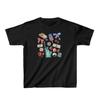 American retro YK millennial pomegranate pattern short-sleeved short T-shirt Spice Girl slim-fit front shoulder open-button top trendy