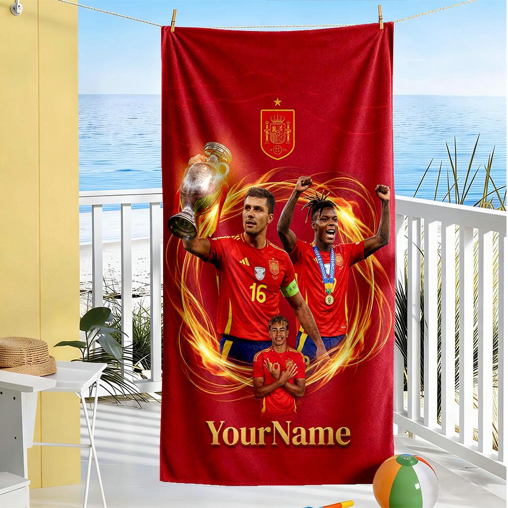 Lamine Yamal Personalisiertes Text Strandtuch Super Weich & Saugfähig Ideal für Reisen Outdoor Schwimmbad Yoga Surfen Camping Wandern Fitnessstudio Geschenk Urlaub