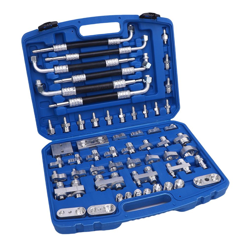 56pcs Automotive Air Conditioning Leak Test Kit Brass Air Conditioner Leak Detection Tool Repair Kit for Car Truck Auto